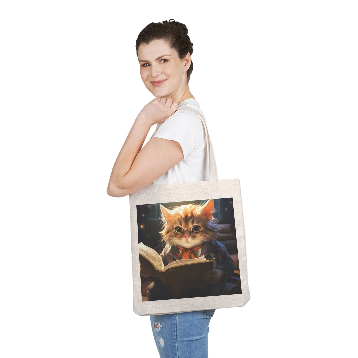 Kitty Reader - Polyester Tote Bag